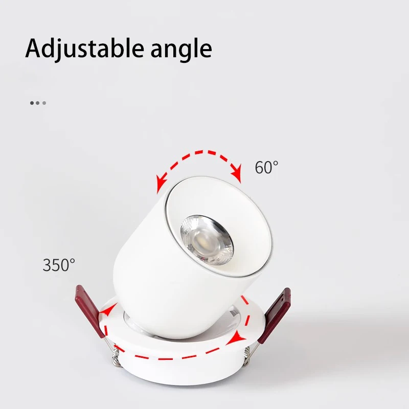 Светодиодный прожектор встраиваемый круглый точечный светильник открытие 75 мм