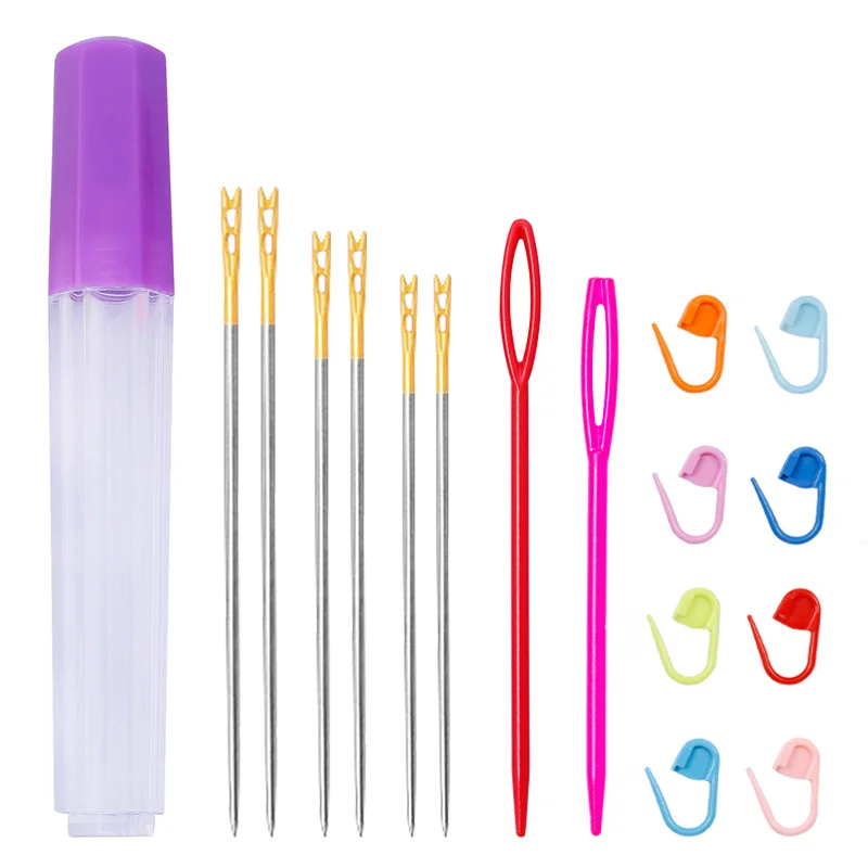 

MIUSIE Knitting Crochet Locking Stitch Markers With Large Eye Plastic Needles Yarn Needles Knitting Needles Hand Sewing Tools