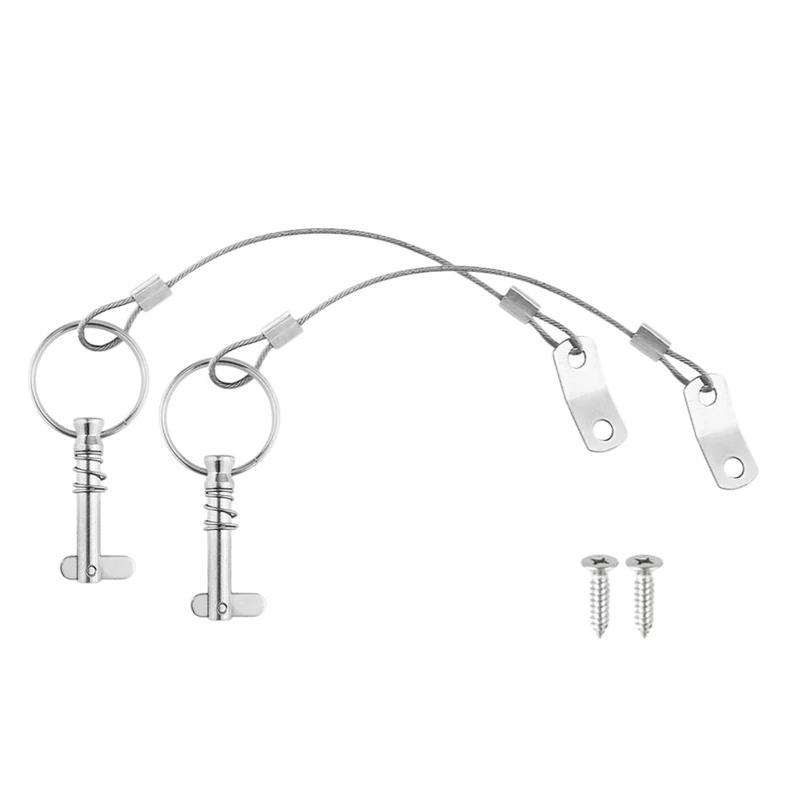 

2PCS 6.3Mm 1/4 Inch Quick Release Pin With Lanyard For Boat Bimini Top Deck Hinge 316 Stainless Steel Marine Hardware