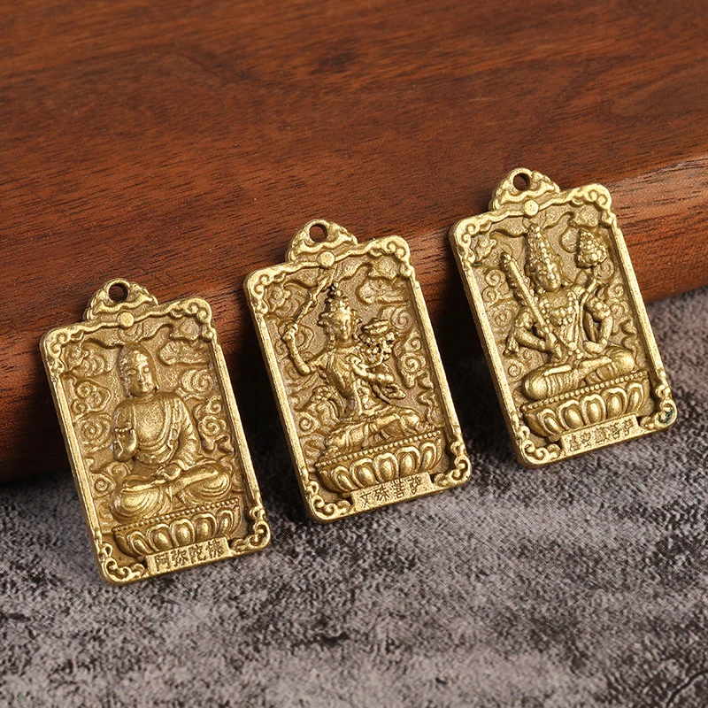 

Chinese Zodiac Guardian God Pendant Buddha Bodhisattva Pendant Lucky Amulet Double-side Alloy Key Chain Pendant Accessories