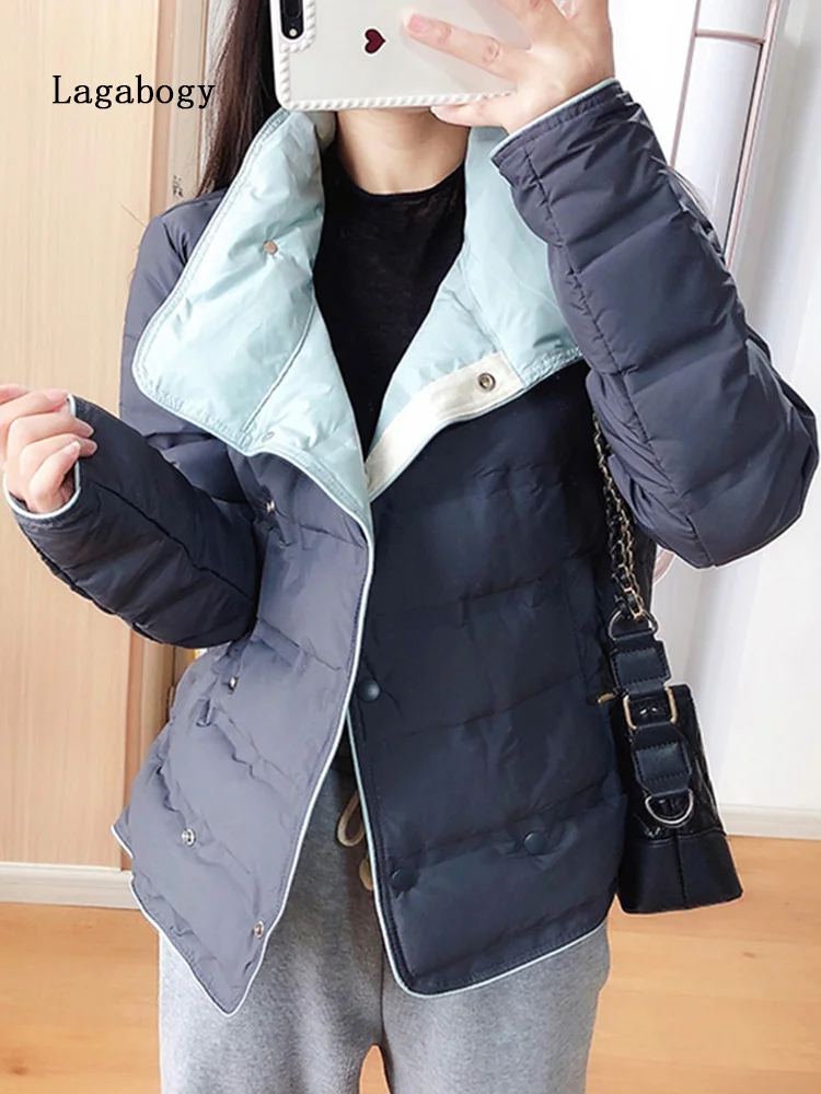 

Lagabogy 2022 New Autumn Winter Women Ultra Light Short Puffer Coat 90% White Duck Down Jacket Female Warm Parka Lady Outwear