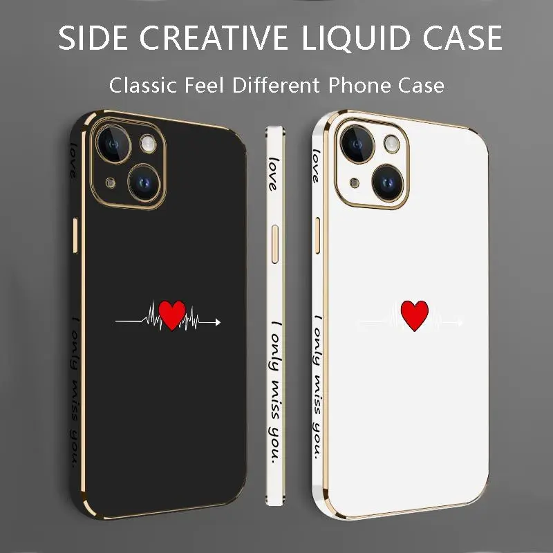 Heartbeat Luxury Plating Phone Case For iPhone 14 13 12 11 Plus Pro Max Mini X XR XS SE2020 8 7 6 6S Plus Cover