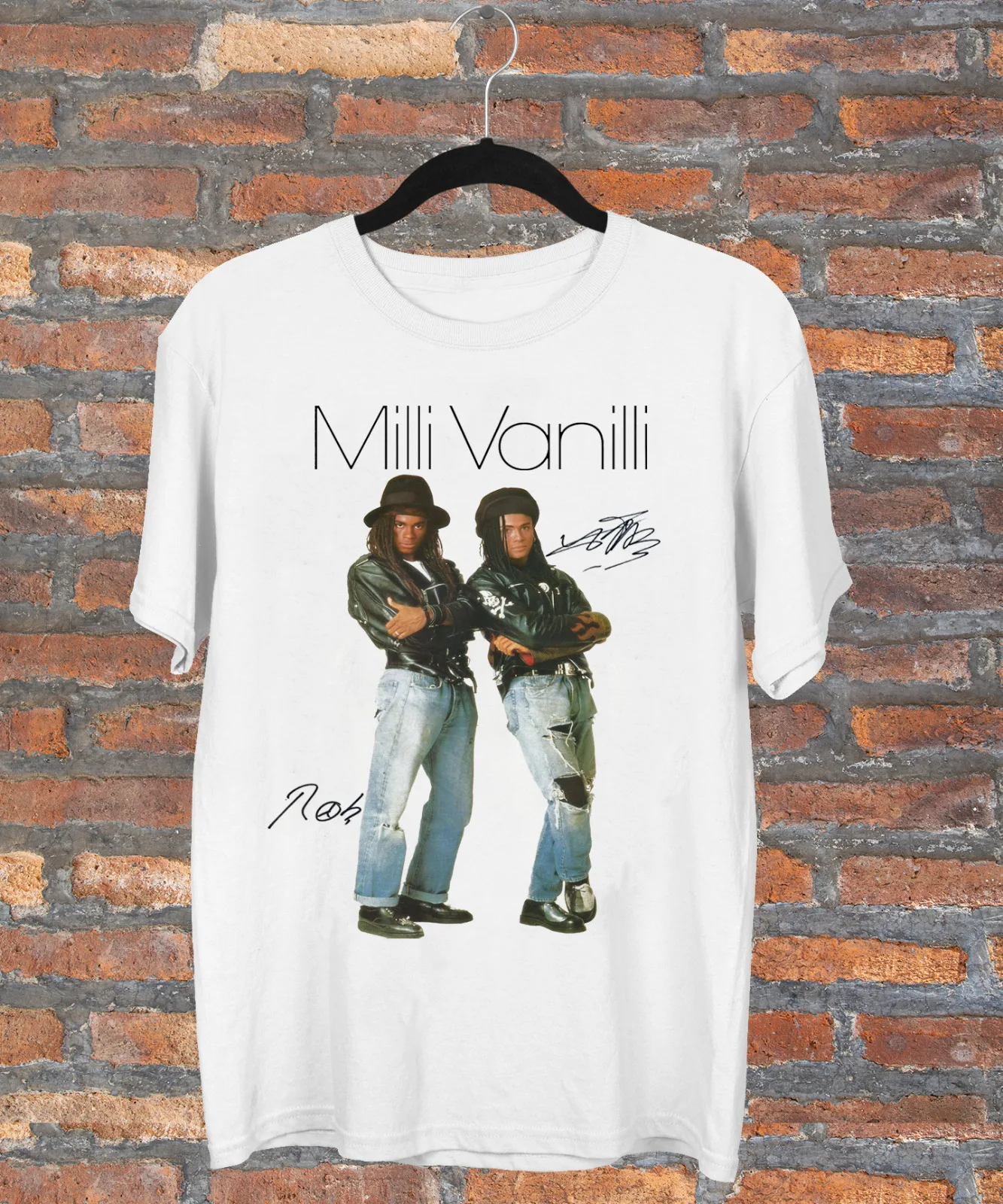 Подпись для фанатов Milli Vanilli белая хлопковая Футболка полный размер бесплатная