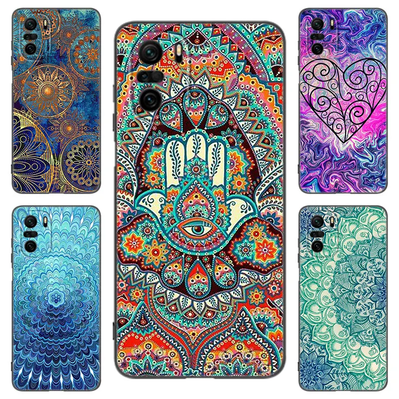 Черный силиконовый чехол для телефона Mandala Chakra Yoga Xiaomi POCO X3 X4 NFC F4 GT F5 F6 M4 M6 X5 X6 NEO Pro 5G