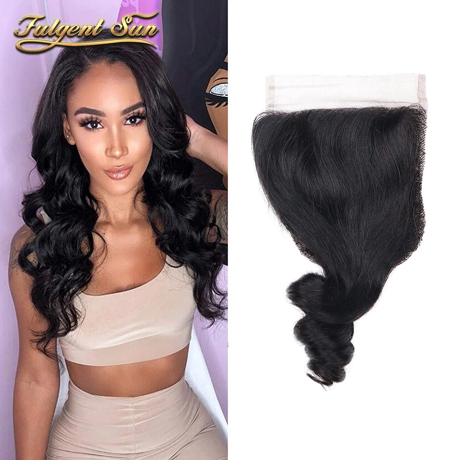 

Peruvian Loose Wave Frontal 4x4 Swiss Lace Closure Human Hair Closure 100% Human Hair Natural Black