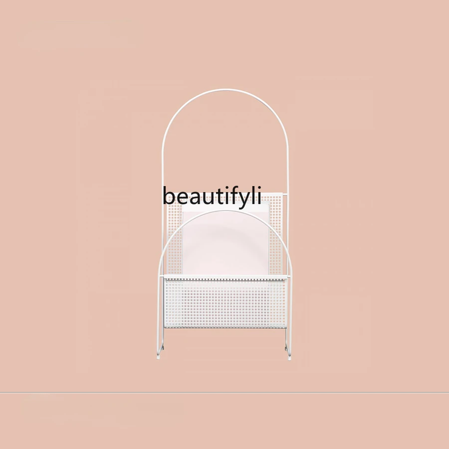 

yj Nordic Modern Minimalist Metal Iron Art Magazine Rack Designer Floor Storage Rack Portable Book Shelf