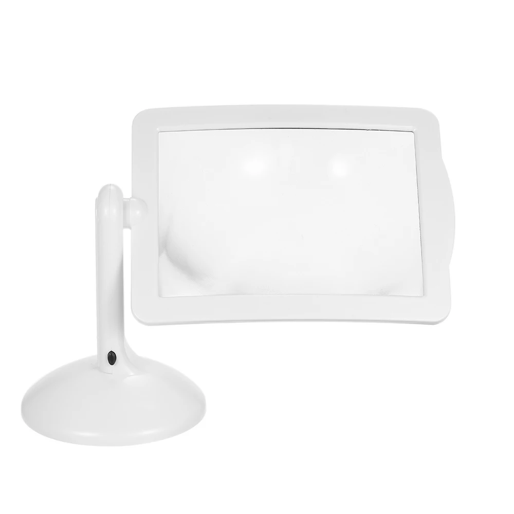 

1pc 360 Degrees Rotate Magnifier 3X Reading Full Page Magnifying Glass Handsfree Loupe Table Magnifier Lamp with 2 Led Lights