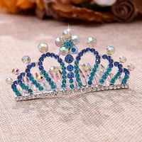 children tiaras crowns small kids girls birthday party show coloful rhinestone crystal hair comb crown princess headwear ten