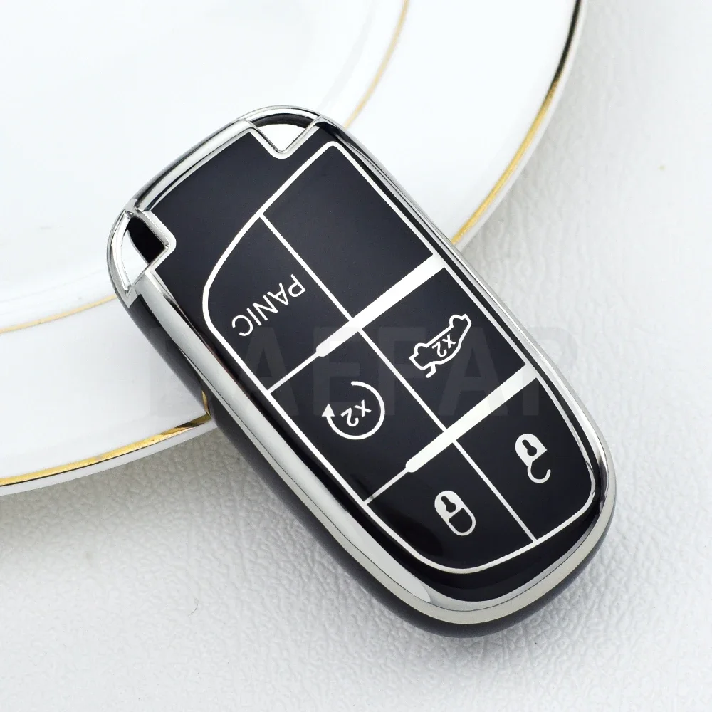 

Для Jeep Renegade Compass Grand Cherokee для Chrysler 300C Wrangler Dodge 5-кнопочный чехол для автомобильного ключа из ТПУ, брелок, автомобильные аксессуары