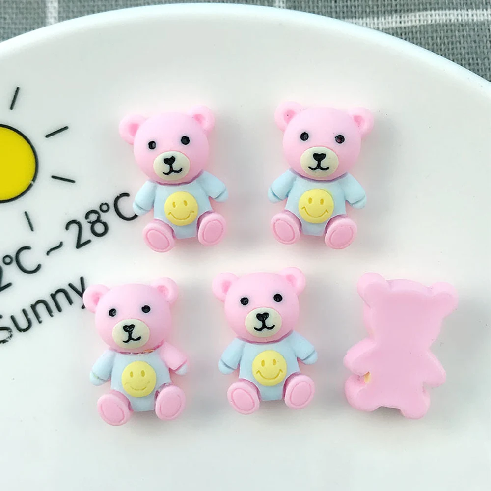 10 шт./лот 3D кавайные подвески в виде медведя из смолы для дизайна ногтей милые