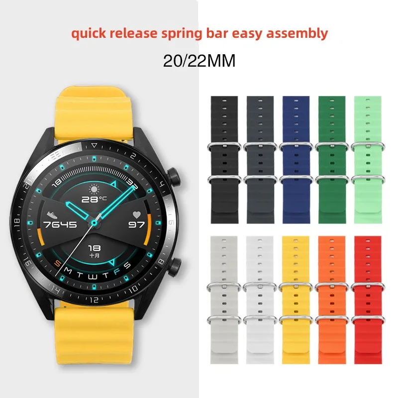 20mm 22mm Quick Release Spring Bar Silicone Staight End Multiple Colors Smart Watch Band Strap Fits for RLX SKX Watch
