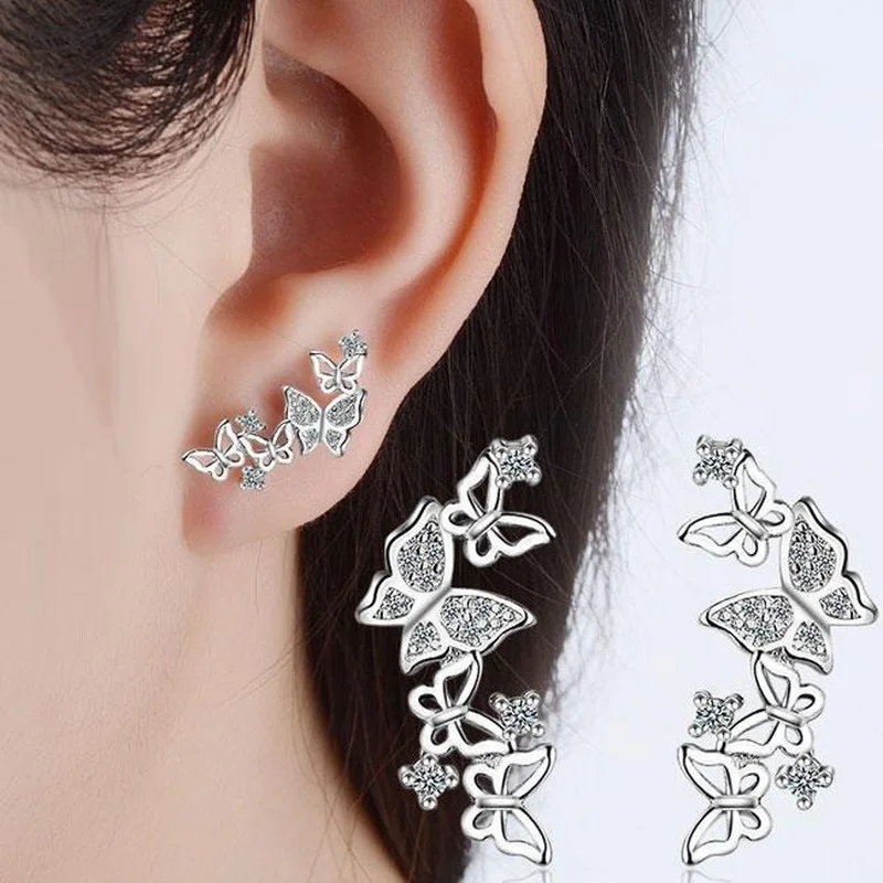 

2022 New Trendy Butterfly Handmade Stud Earrings Stamp Crystal Earring for Women Couples Party Jewelry Accessories Gifts
