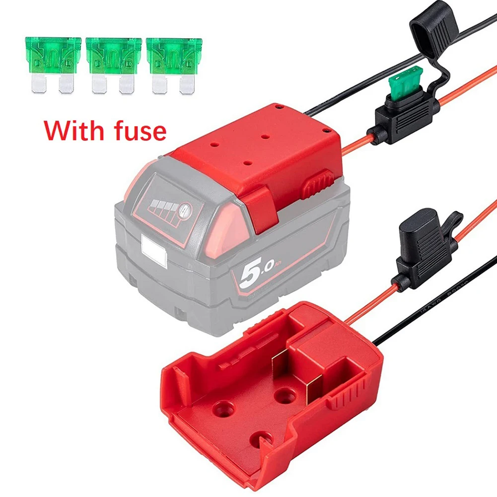 

Battery Adapter Plastic Red For Milwaukee 18V Battery To Dock Holder 14Awg With 30A Replacement Fuses