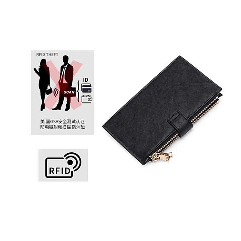 Multifunctional Anti-magnetic Card Holder PU Leather Unisex Two-fold Ultra-thin Credit Card Clip Large-capacity Mobile Phone Bag