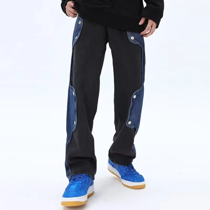 Новинка 2023 мешковатые джинсы Cyber Y2K брюки в стиле K-POP для мужчин одежда прямые