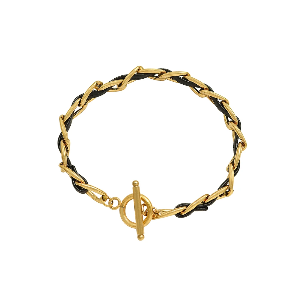 

Vintage Woven Leather Rope Bracelet Personality Style Leather Bracelet Set Stainless Steel Buckle Couple Jewelry