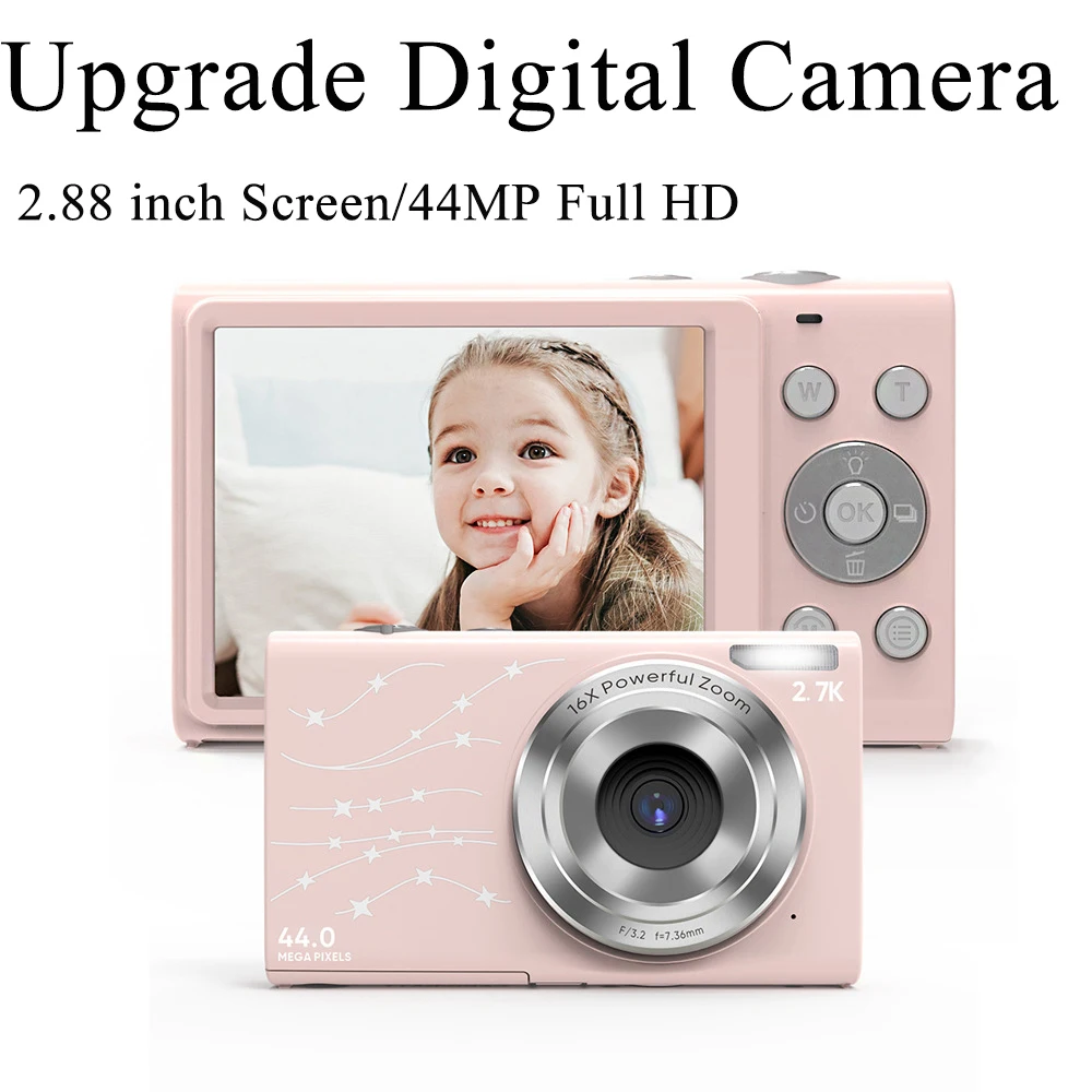 

New Upgrade Digital Camera 44MP 2.7K HD 16X Zoom 2.88 Inch Anti-Shake Photo Video Recording Mini Digital Cameras Camcorder
