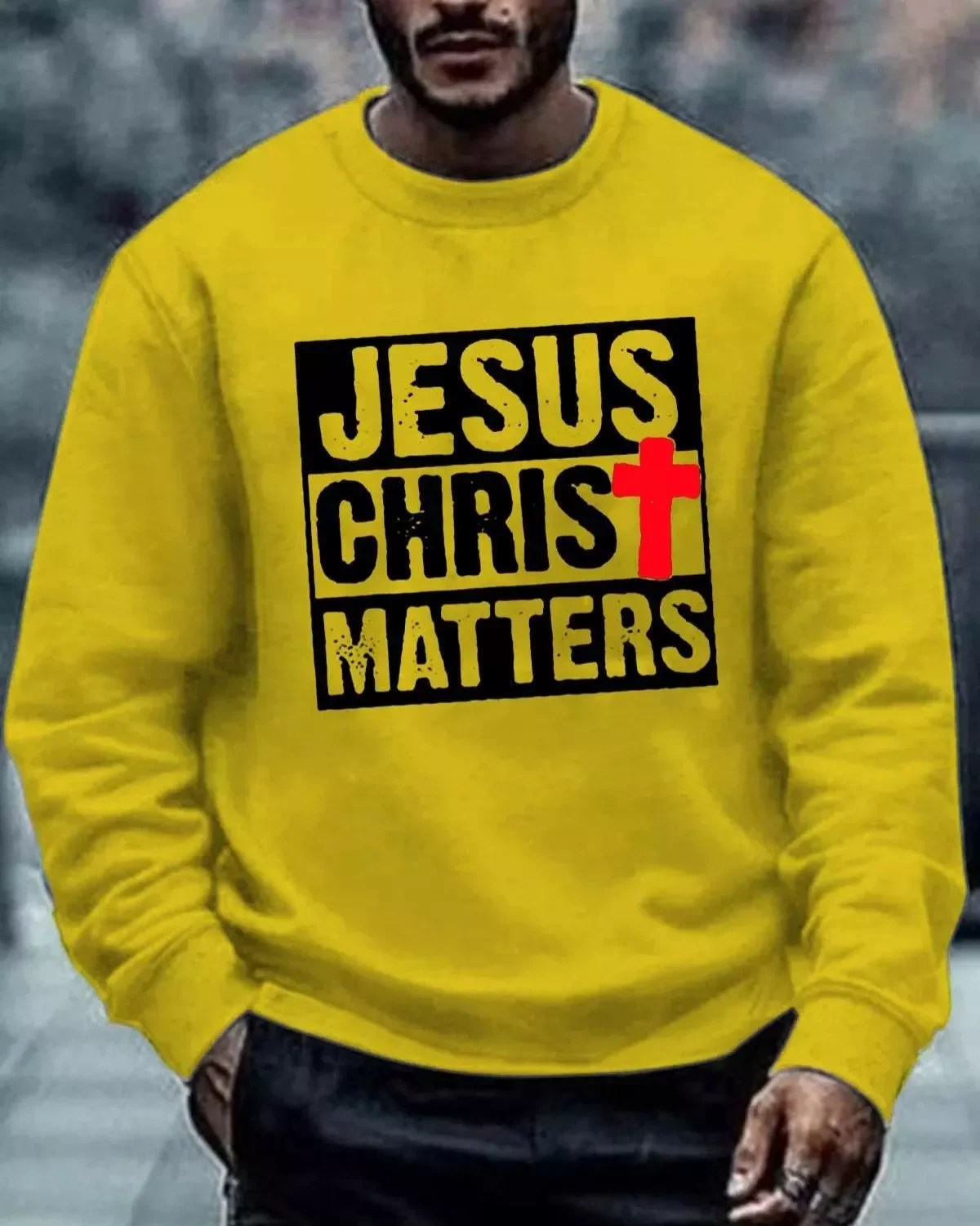

Jesus Christ Matters Men's Cross Sweatshirt