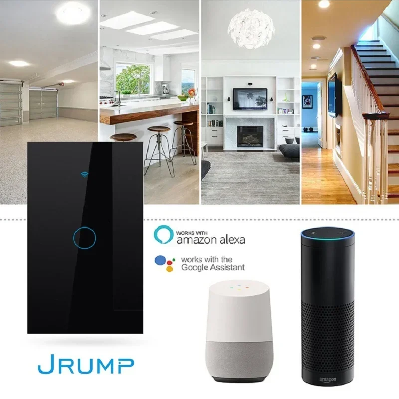 Умный настенный выключатель JRUMP Wi-Fi стеклянная панель требуется нейтральный