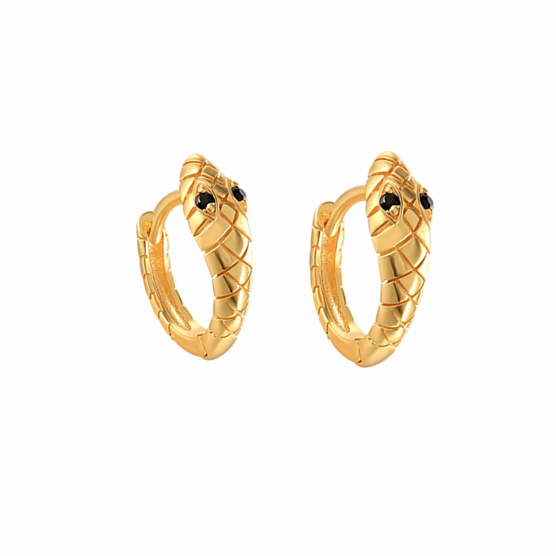 

925 Sterling Silver Personality Creative Snake Small Hoop Earrings for Women Gold Silver color Geometric Circle Earrings Jewelry
