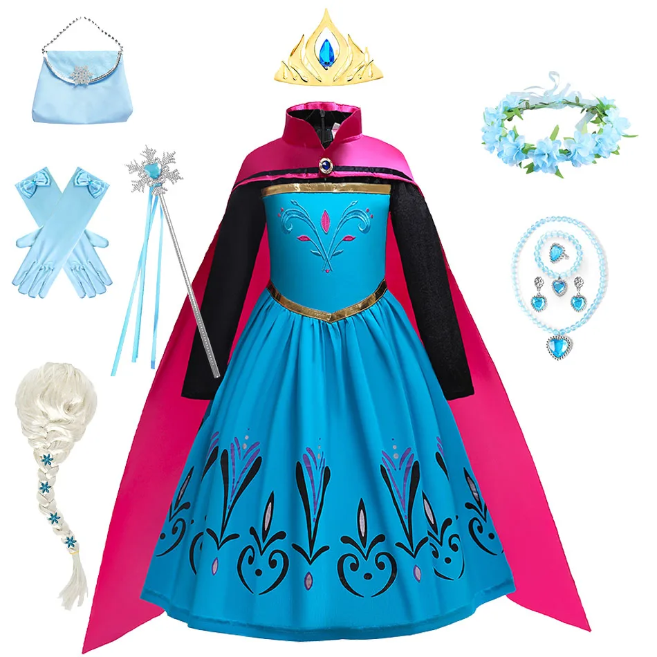 

Queen Dress For Girls Elsa Cosplay Costume Princess Halloween Dress Kids Party Vestido Fantasia Children Long Sleeve
