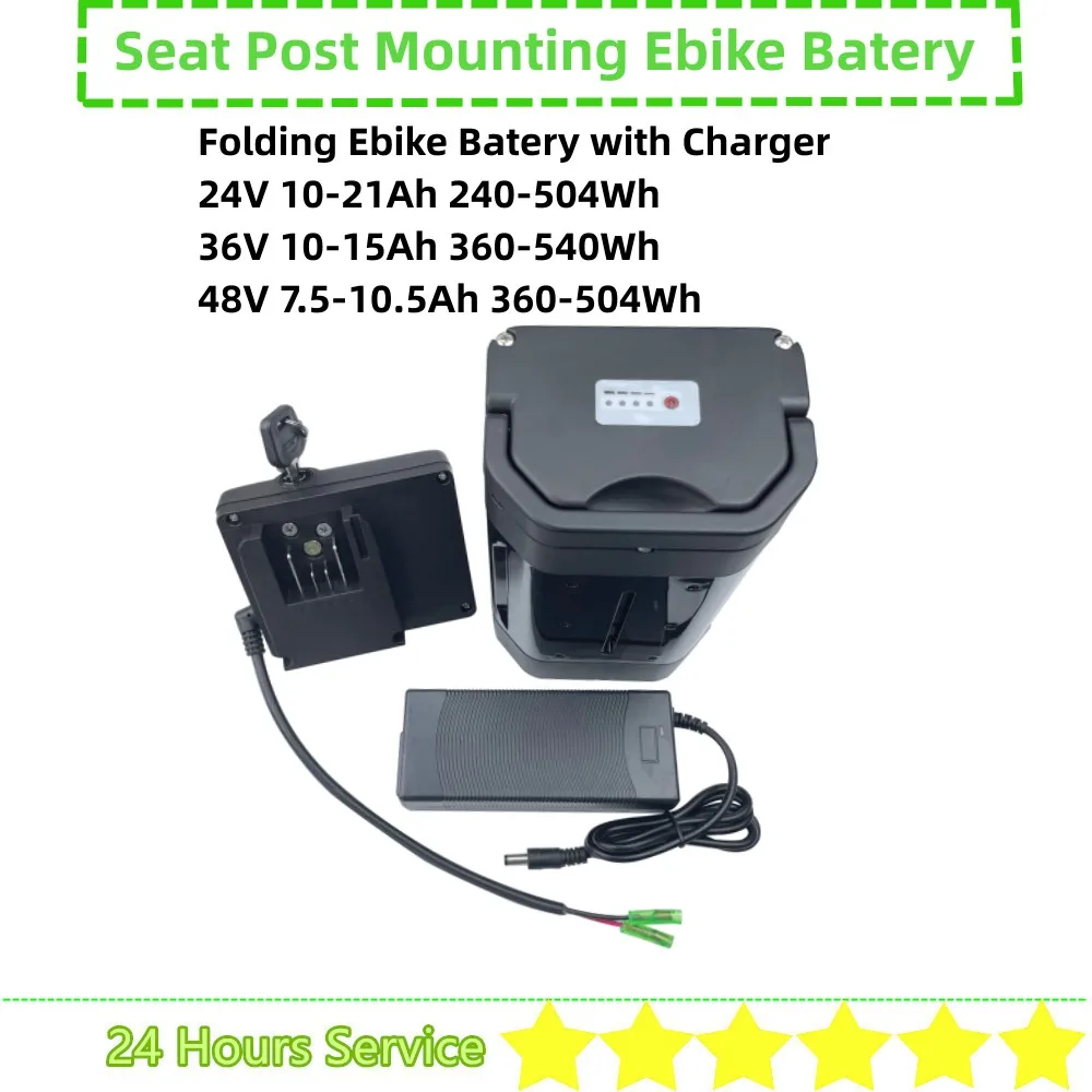 

Seat Post Mounting Folding Ebike Battery 24v 36v 48v 8.8ah 10ah 10.4ah 12ah 13ah 14ah 15ah Li-ion E-bike Battery 250w 350w 500w