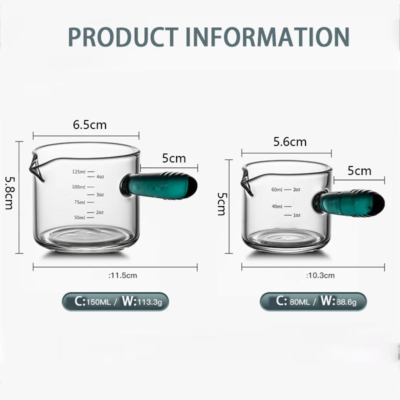 YWDL 60/125 мл мерный стакан для эспрессо со стеклянной ручкой V-образный горшок