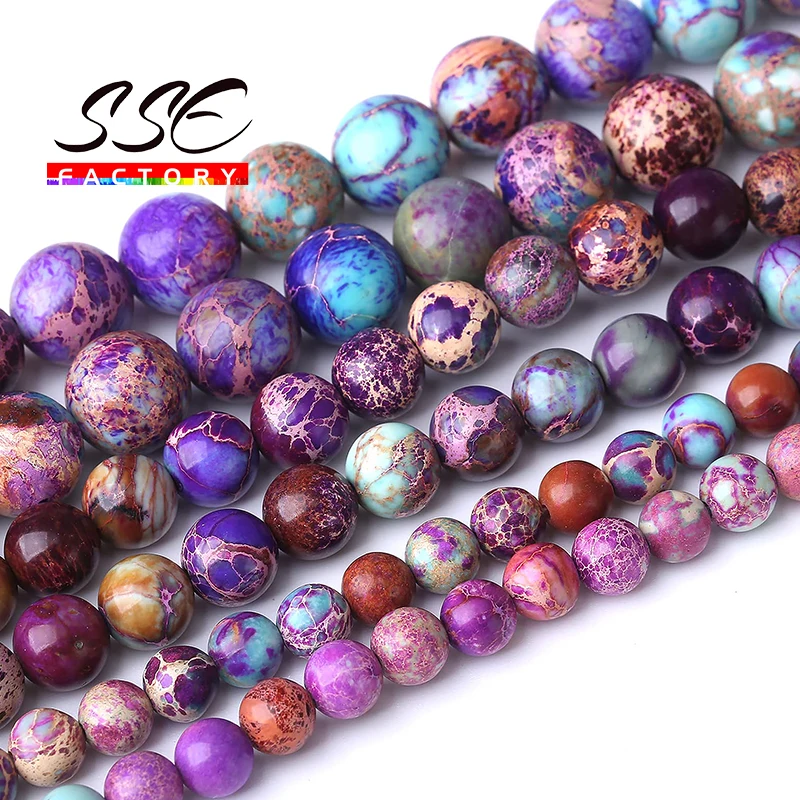 

A+ Natural Galaxy Sea Sediment Jaspers Stone Beads For Jewelry Making Round Beads DIY Bracelets Necklaces 4 6 8 10 12mm 15" Inch