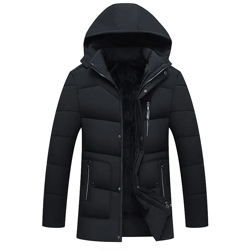 

Style For Men In Autumn And Winter Medium And Long Thicker Cap Cotton Coat