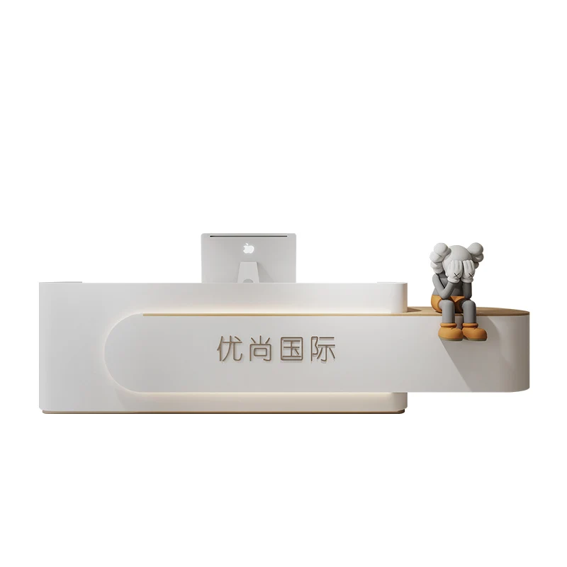 Офисная стойка для регистрации Pulpito розовая Простая Стойка салона красоты белая