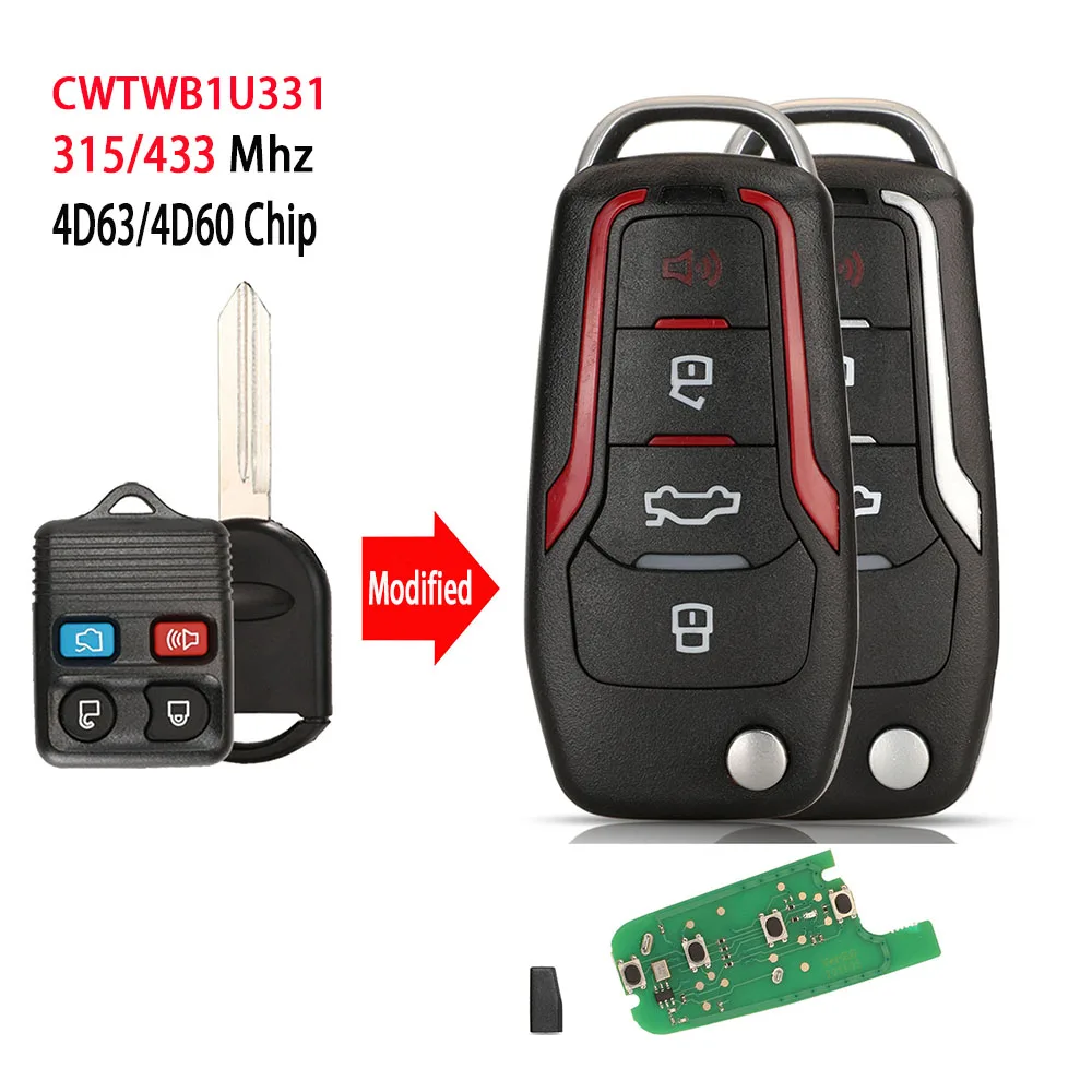 

Car Key 315/433Mhz Remote For Ford Escape F 150 Explorer 2001-2007 CWTWB1U345 CWTWB1U331 CWTWB1U212 GQ43VT11T Key Transmitter