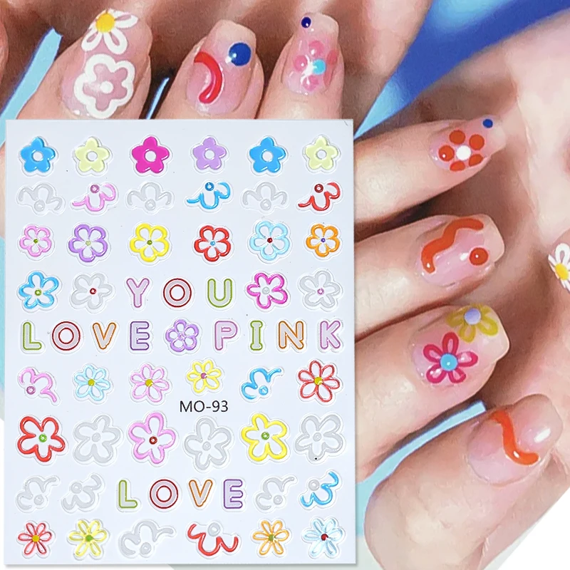 Красочные желейные Звезды Любовь Сердце наклейки для ногтей 5D тиснение цветы
