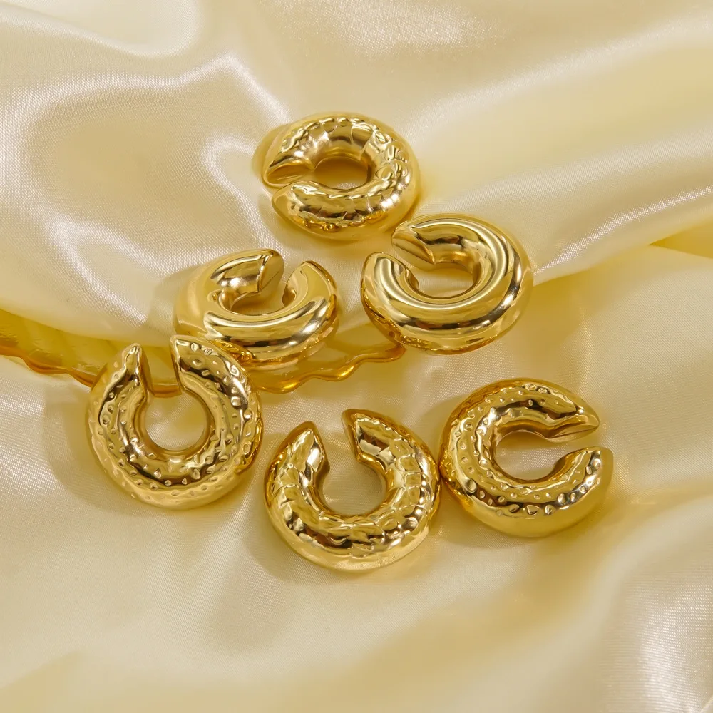 Массивные серьги-каффы carliдана из нержавеющей стали с-образные 18K
