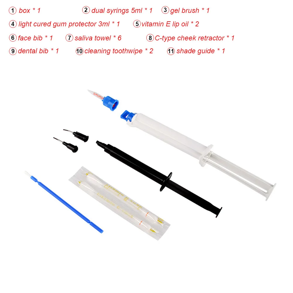 

Oral Care Teeth Whitening Kit 35 HP Dual Barrel Gel Gum Dam Protector Gingival Barrier Gel Syringe Dental Tooth Bleach Whitener