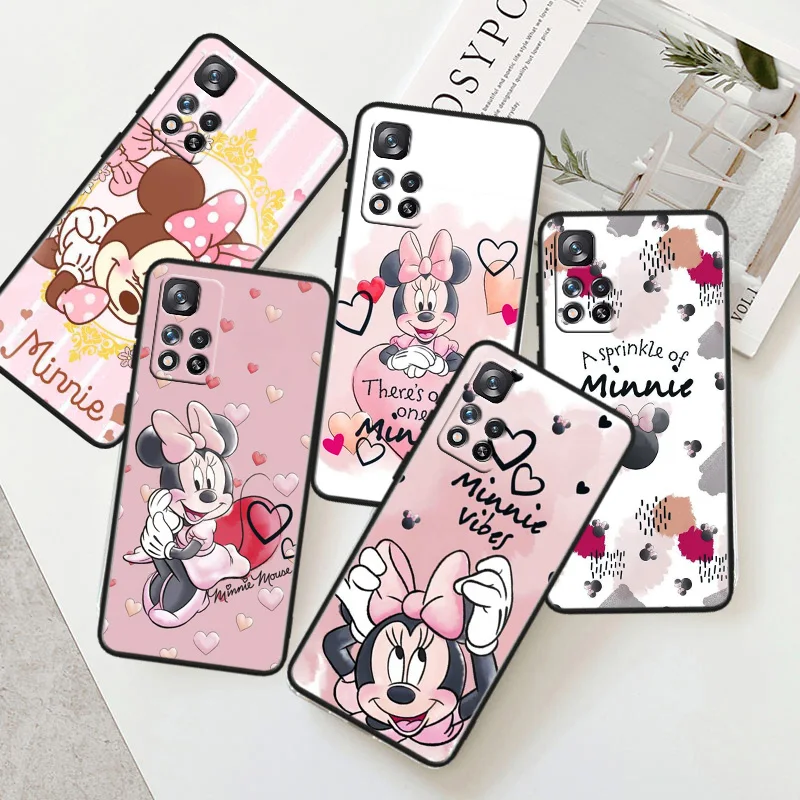 

Pink Minnie Cartoon Cute Phone Case For Xiaomi Redmi Note 11E 11T 11S 10T 10S 9S 9T 8T 7 Pro Plus Lite Max Black Cover