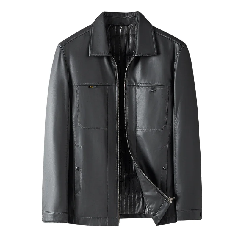 Куртка мужская из натуральной кожи свободный пуховик деловой Повседневный стиль