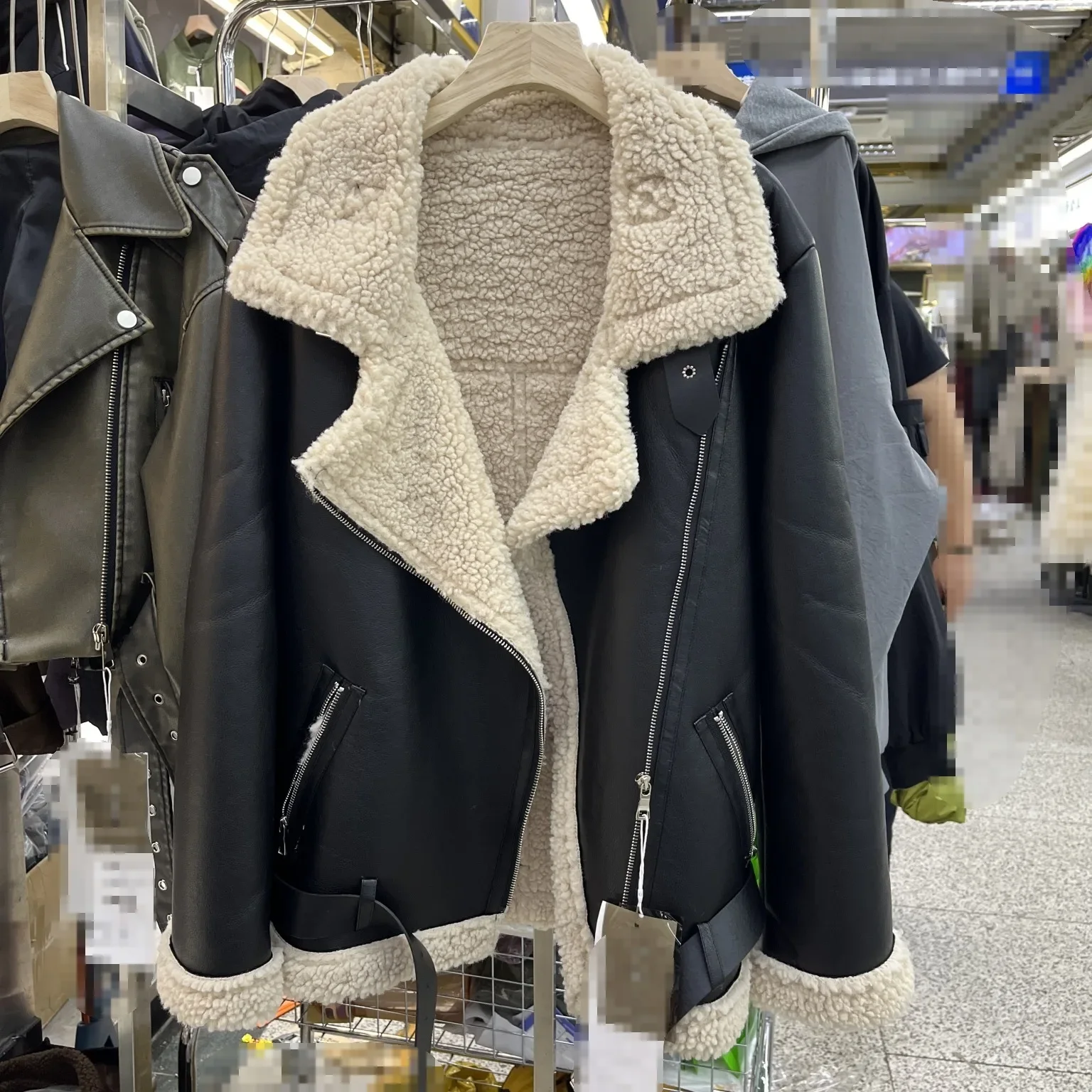 Осень 2023 новая модная куртка из искусственного меха овечьей шерсти байкерское