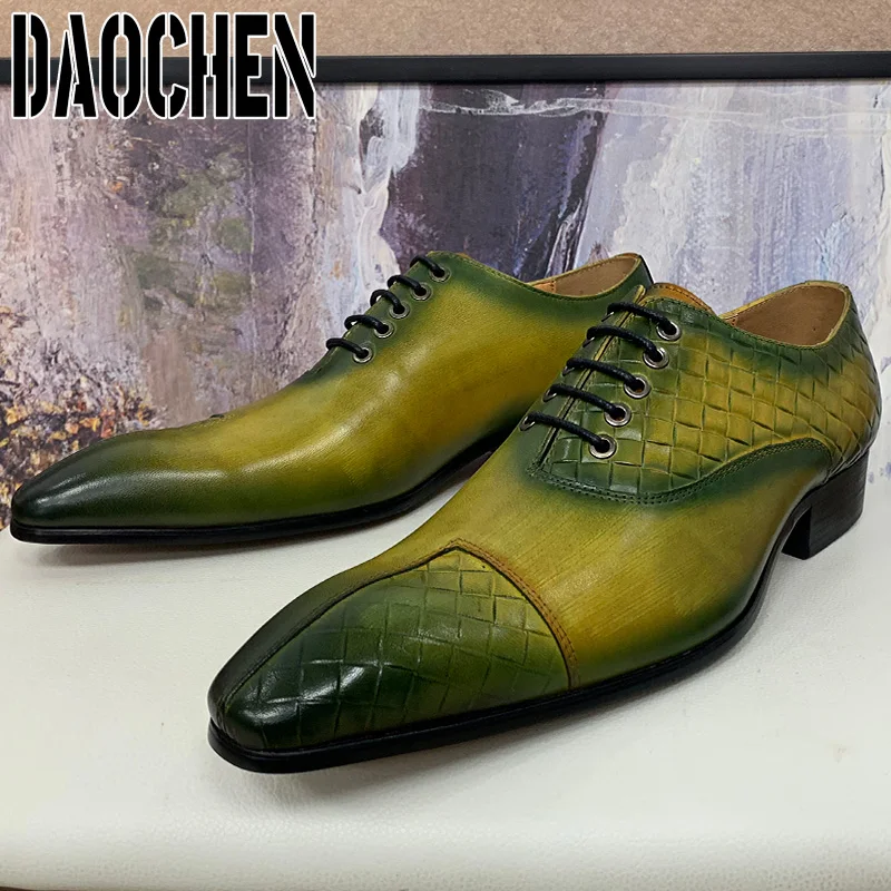 Туфли-оксфорды мужские с разрезом роскошные дизайнерские на шнуровке принтом