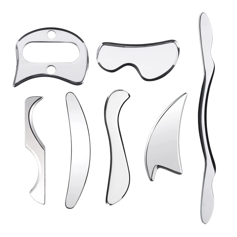 

7 Pcs Stainless Steel Gua Sha Scraping Massage Tool Set - For Back,Leg, Arm, Neck, Shoulder And Whole Body Acupoints