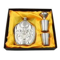 mini 6 ounce hip flask evil 304 stainless steel alcohol funnel whisky bottle moscow flagon vodka cups devil gift box set for man