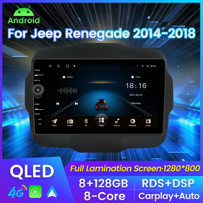 

Автомагнитола для Jeep Renegade, мультимедийный видеоплеер на Android, с GPS, Wi-Fi, для Jeep Renegade, типоразмер 2 Din, 2016, 2017, 2018, 2019, 2020