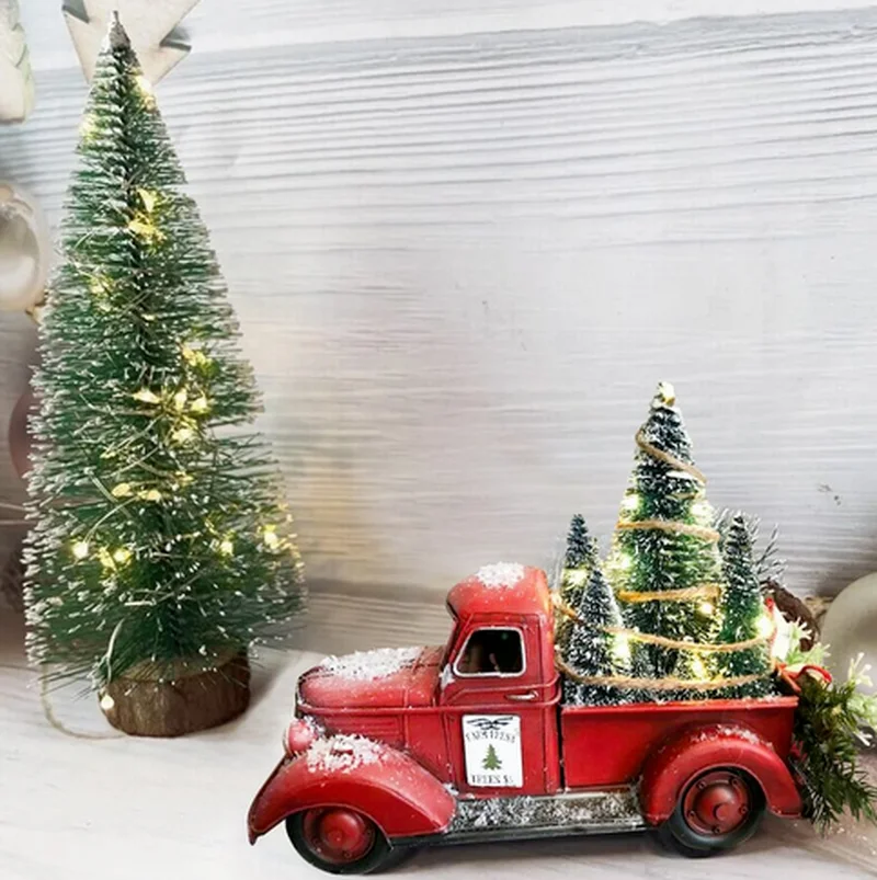 

Креативное украшение для автомобиля из смолы, украшение для автомобиля на рождественскую елку, фермерское хозяйство, красный грузовик, деревянный грузовик, ремесла для украшения дома на елку