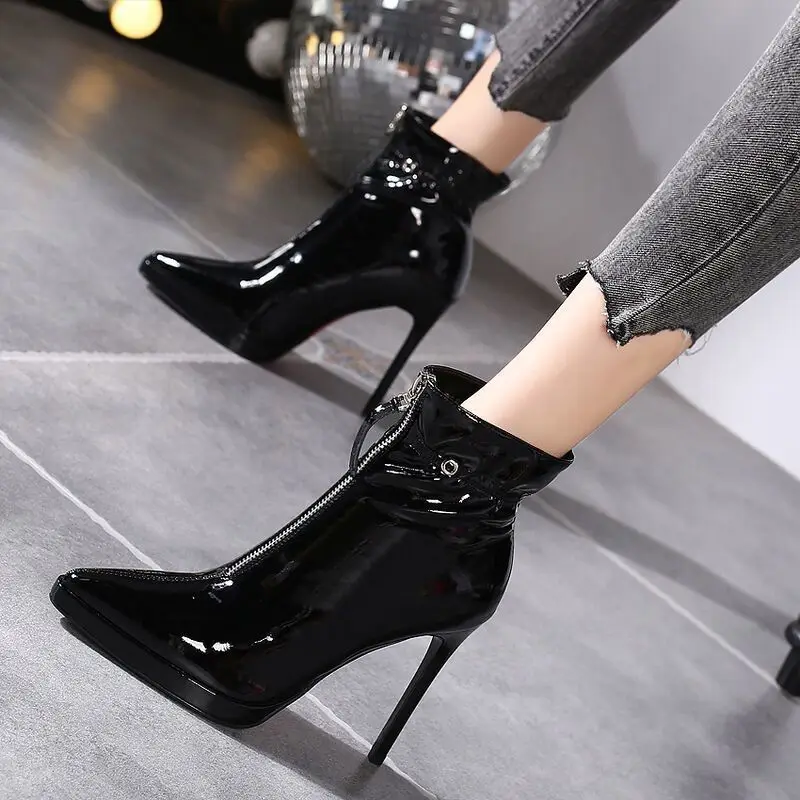 

NEW Autumn Winter Women's Ankle Boots Sexy Women Pointed Toe Ladies Thin High Heels Female Shoes Woman Footwear Size 34-39