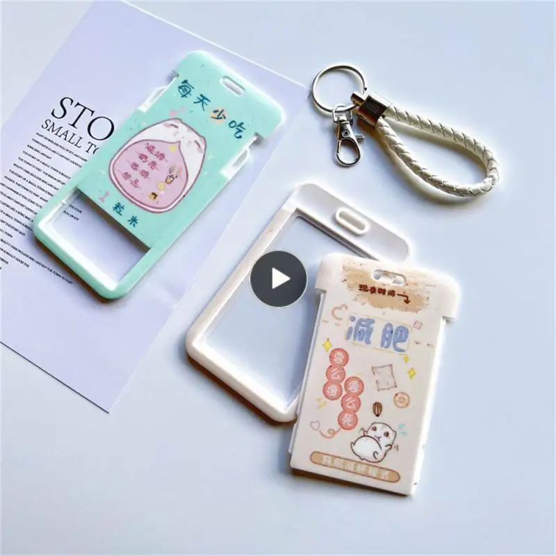 

Cute Cute Card Holder Abs Campus Card Holder School Card Menu Bus Card Protective Case Stationary Set Key Chain Subway Bus Card