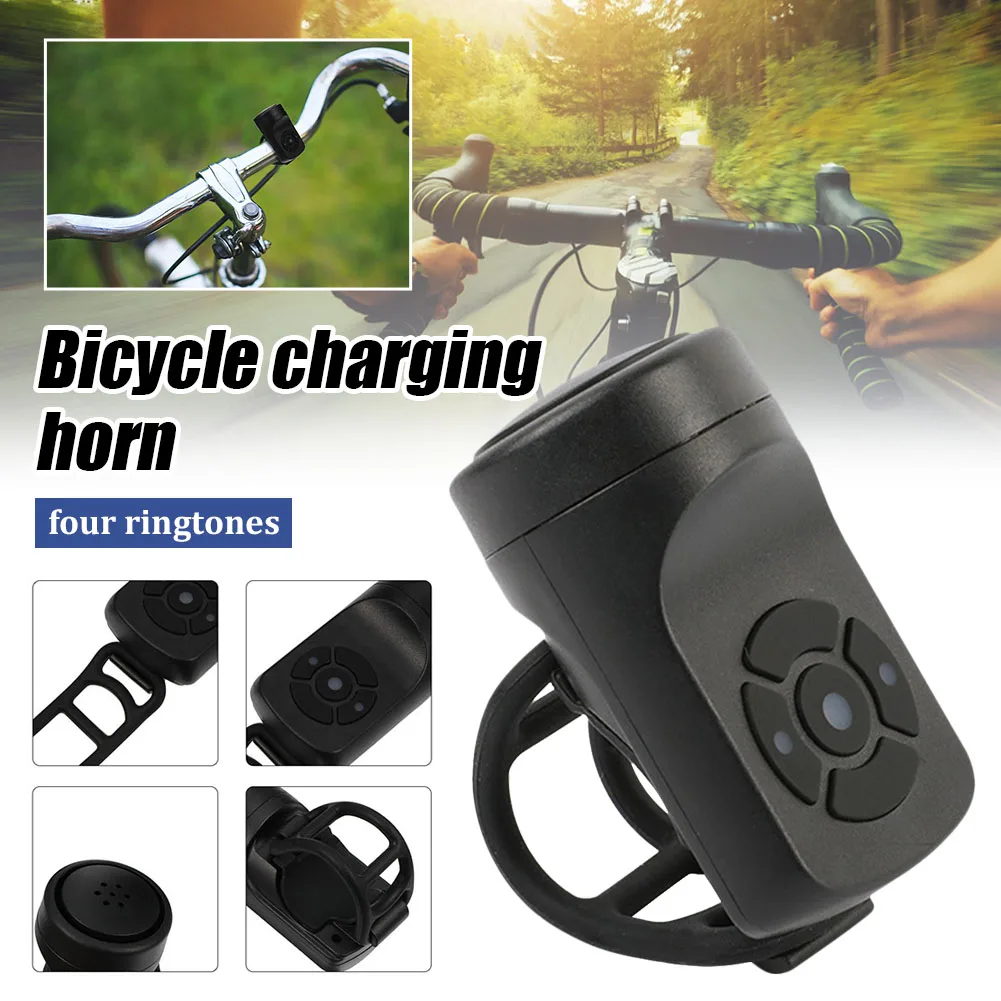

Bike Electronic Loud Horn 120db USB Rechargeable Safety Warning Bicycle Handlebar Alarm Bell With 4 Sounds Cycling Accessories
