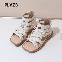 plvzb eather sandals summer 2022 high top roman sandals for girls fashion party princess shoes soft comfortable zipper sandals