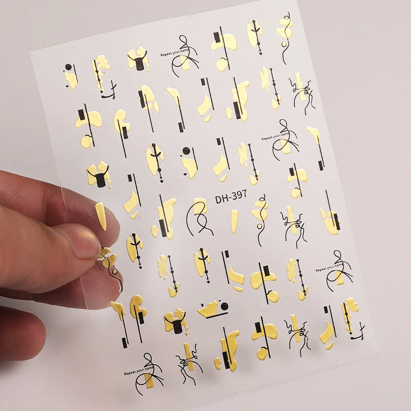 Полоски граффити наклейка для ногтей розовое золото абстрактные линии весенний