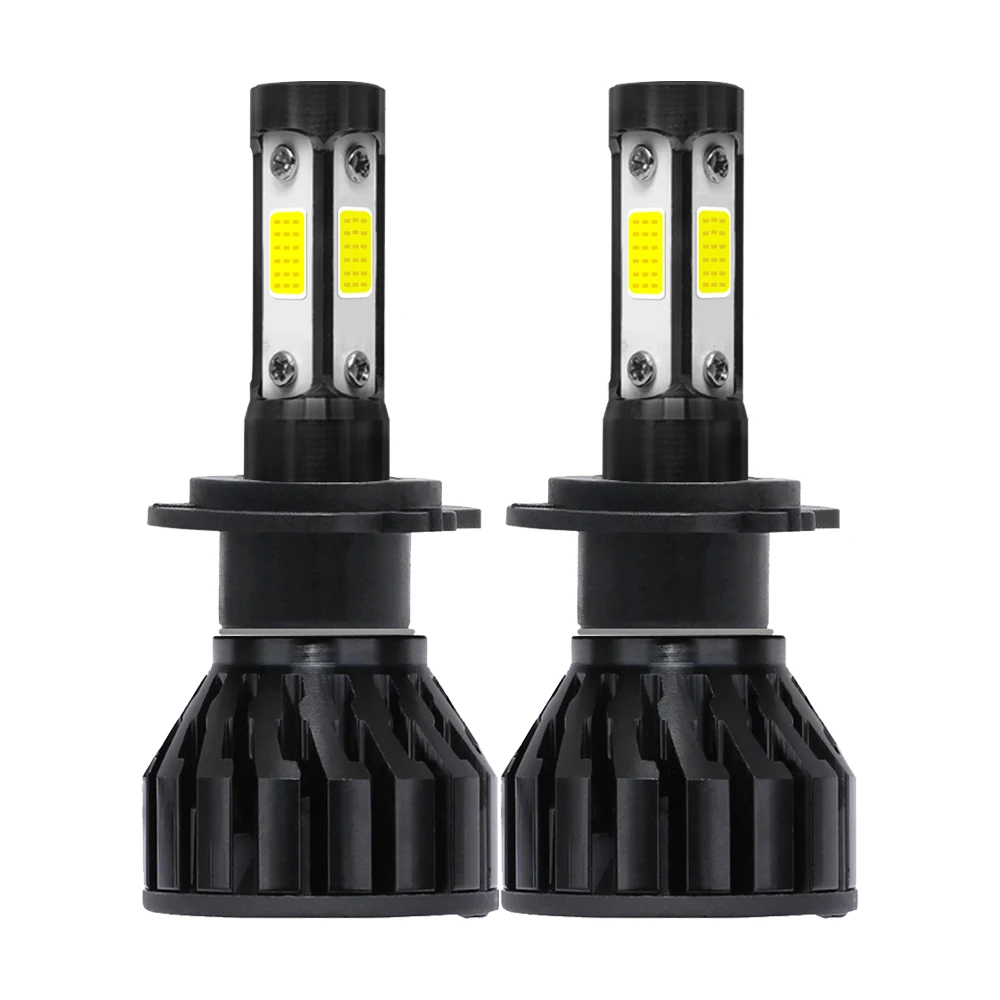 

2x 4-сторонсветильник лампы с поворотом на 360 градусов H7 светодиодный H8 H9 H11 H16 HB4 HB3 9005 9006 5202, автомобильные передние светильник пы, Автомобильные противотуманные фары COB 6500K