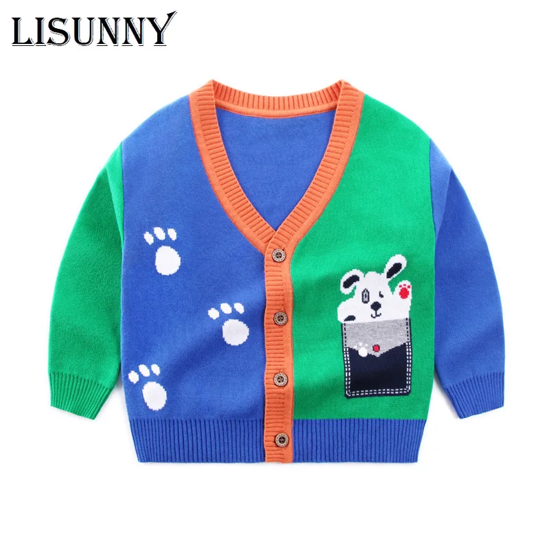 

Toddler Baby Boys Sweater Cardigan Coat 2023 Autumn Winter Boy Jumper Children Sweaters Kids Knit Clothes Cartoon V-Neck 1-7y