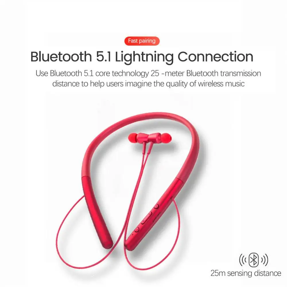 Bluetooth 5.0 Magnetic Wireless Earphone R12 Neckband Sport Earbuds Music Headset Handsfree Calls With Microphone New